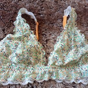 Orange and Green Lace Triangle Bralette